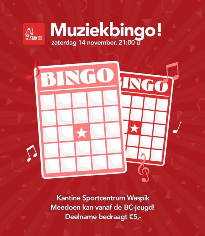 Muziekbingo op 14 november!